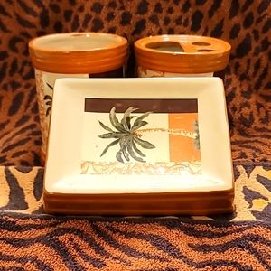 Cup, toothbrush holder and soap dish set. NWOT